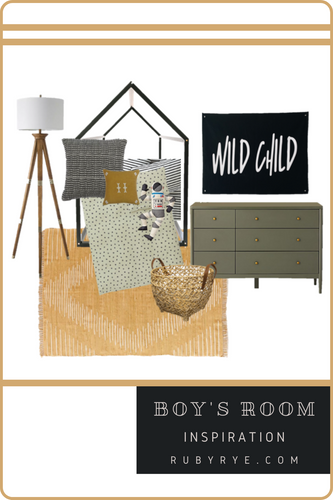 Boys Room Inspo with Black House Bed