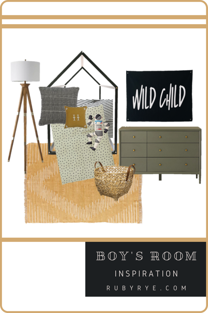 Boys Room Inspo with Black House Bed